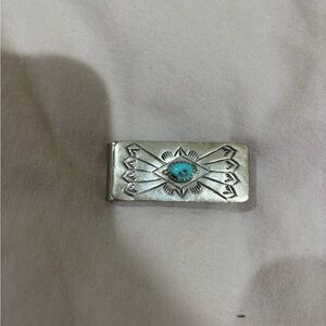 Silver Money Clip with Turquoise Accent